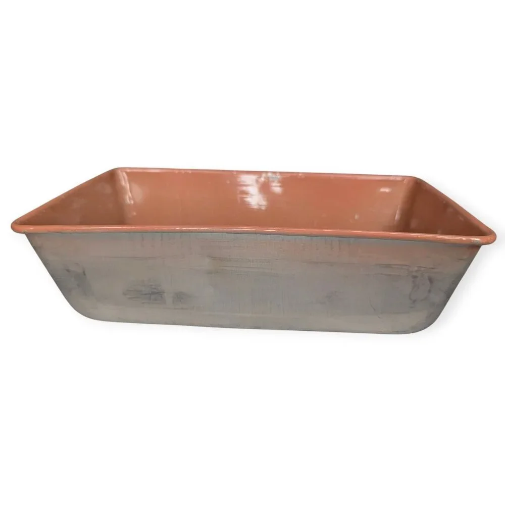 Vintage Bake King Light Terracotta Enameled Aluminum Rectangle Cake Pan